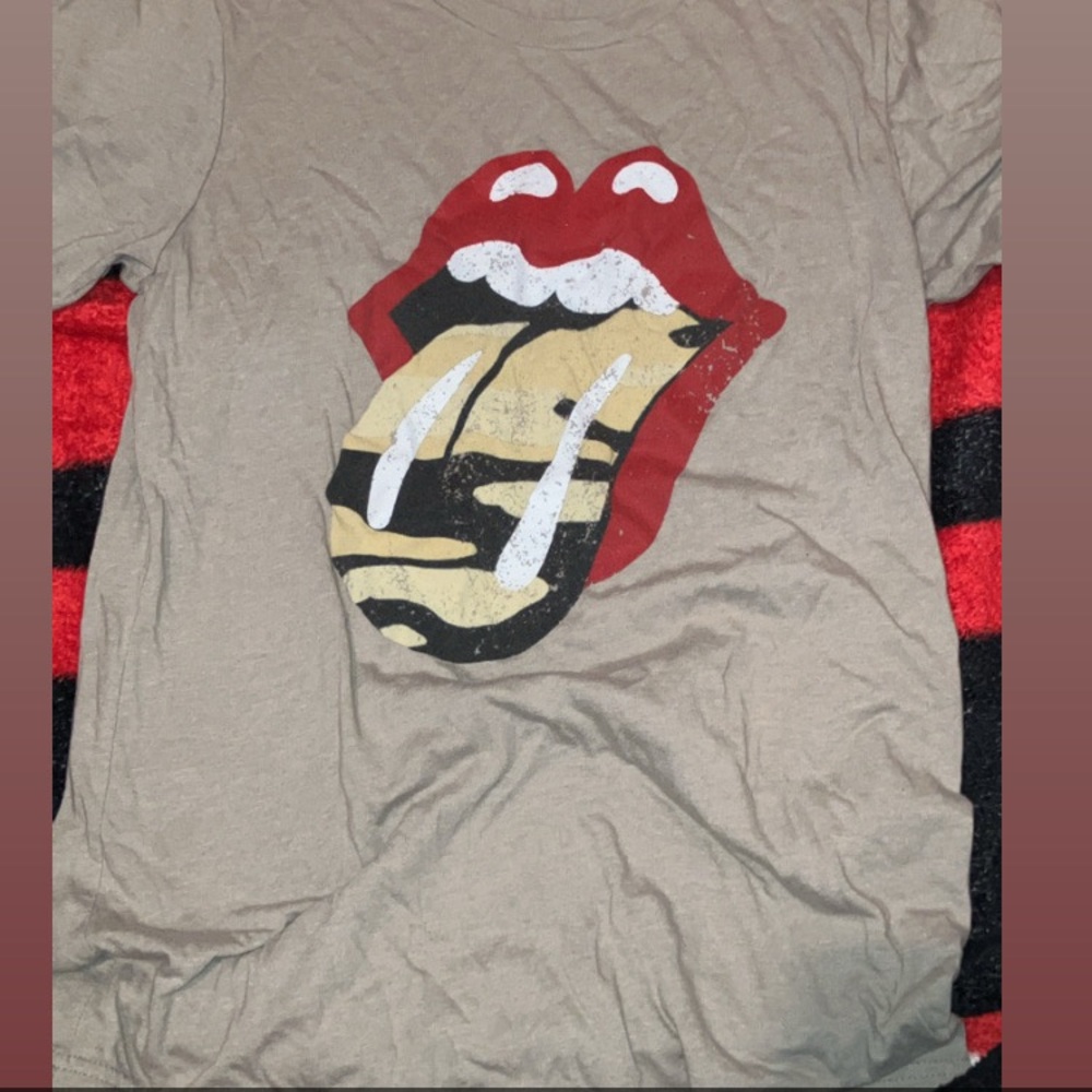 The Rolling Stones Tan and Red Short Sleeve Tee